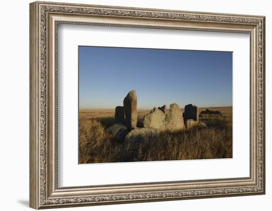 Ancient burial grounds, Daurian Nature Reserve, Zabaykalsky Krai, Siberia, Russia-Igor Shpilenok-Framed Photographic Print