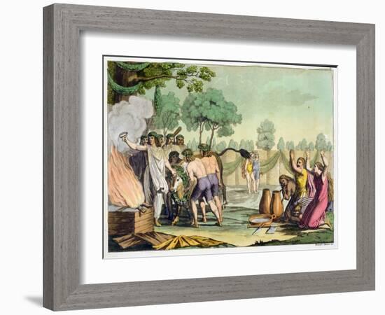 Ancient Celts or Gauls Sacrificing a Cow, circa 1800-18-Vittorio Raineri-Framed Giclee Print