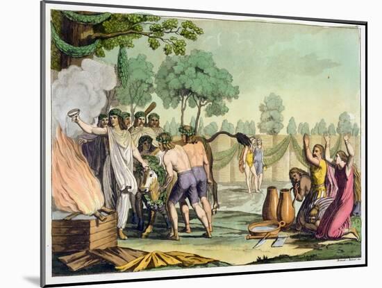 Ancient Celts or Gauls Sacrificing a Cow, circa 1800-18-Vittorio Raineri-Mounted Giclee Print