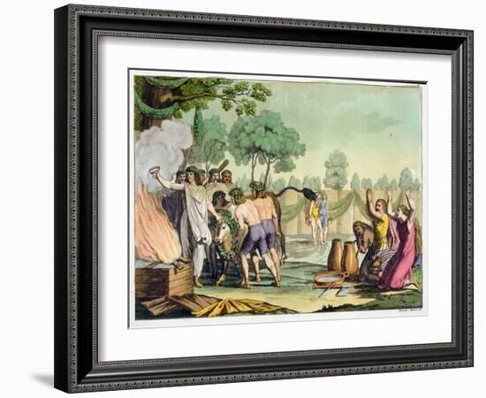 Ancient Celts or Gauls Sacrificing a Cow, circa 1800-18-Vittorio Raineri-Framed Giclee Print