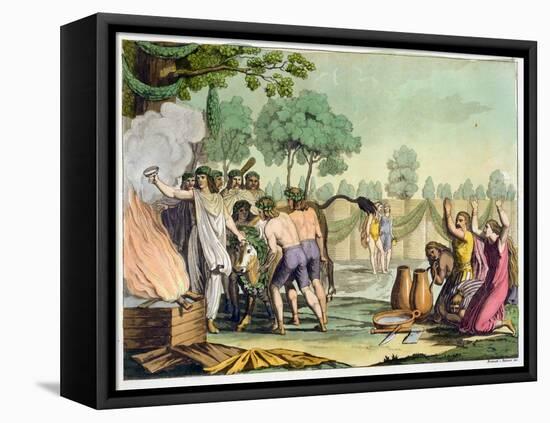 Ancient Celts or Gauls Sacrificing a Cow, circa 1800-18-Vittorio Raineri-Framed Premier Image Canvas