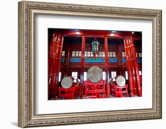 Ancient Chinese Drums Drum Tower, Beijing, China-William Perry-Framed Photographic Print