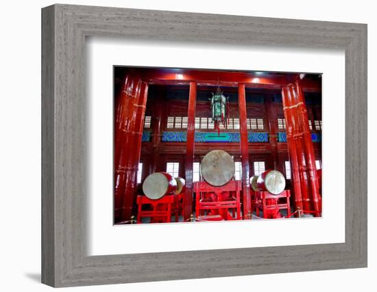 Ancient Chinese Drums Drum Tower, Beijing, China-William Perry-Framed Photographic Print