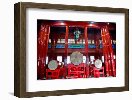 Ancient Chinese Drums Drum Tower, Beijing, China-William Perry-Framed Photographic Print