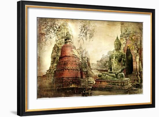 Ancient Cities Of Thailand - Artwork In Painting Style-Maugli-l-Framed Premium Giclee Print