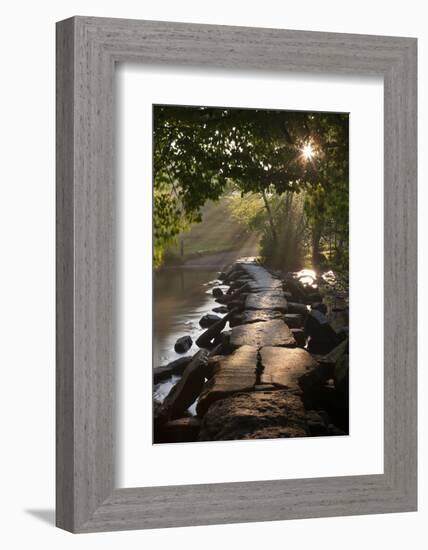 Ancient Clapper Bridge Tarr Steps Spanning the River Barle in Exmoor, Somerset, England-Adam Burton-Framed Photographic Print