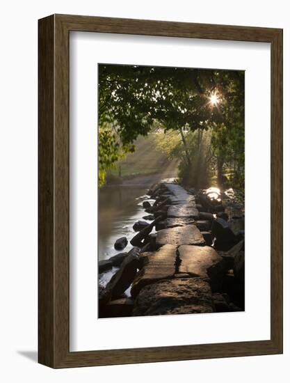 Ancient Clapper Bridge Tarr Steps Spanning the River Barle in Exmoor, Somerset, England-Adam Burton-Framed Photographic Print