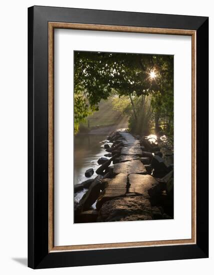 Ancient Clapper Bridge Tarr Steps Spanning the River Barle in Exmoor, Somerset, England-Adam Burton-Framed Photographic Print