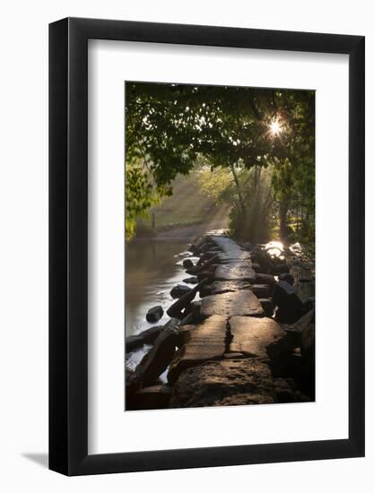 Ancient Clapper Bridge Tarr Steps Spanning the River Barle in Exmoor, Somerset, England-Adam Burton-Framed Photographic Print