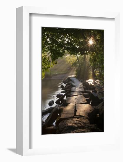 Ancient Clapper Bridge Tarr Steps Spanning the River Barle in Exmoor, Somerset, England-Adam Burton-Framed Photographic Print