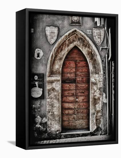 Ancient Door in L'Aquila-Andrea Costantini-Framed Premier Image Canvas