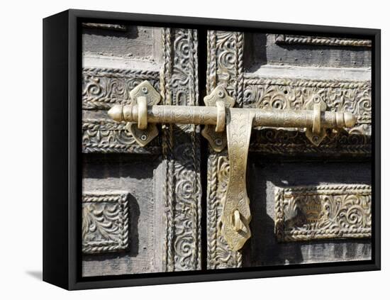 Ancient Door in the Souks, Marrakesh, Morocco, North Africa, Africa-Thouvenin Guy-Framed Premier Image Canvas