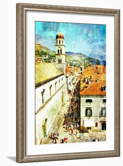 Ancient Dubrovnik - Artistic Picture In Painting Style-Maugli-l-Framed Premium Giclee Print