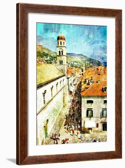 Ancient Dubrovnik - Artistic Picture In Painting Style-Maugli-l-Framed Premium Giclee Print