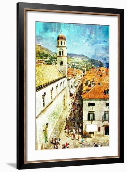 Ancient Dubrovnik - Artistic Picture In Painting Style-Maugli-l-Framed Art Print
