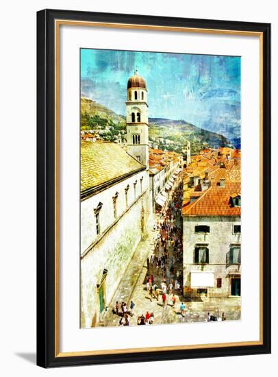 Ancient Dubrovnik - Artistic Picture In Painting Style-Maugli-l-Framed Art Print