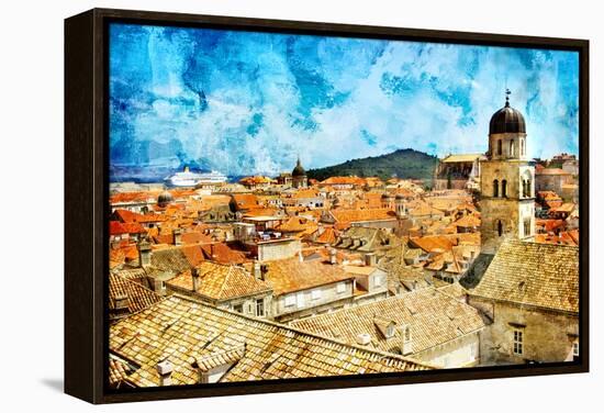 Ancient Dubrovnik -Artwork In Painting Style-Maugli-l-Framed Stretched Canvas