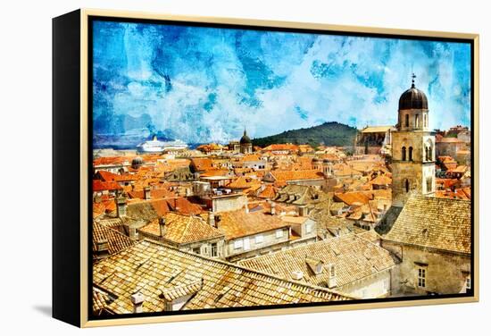 Ancient Dubrovnik -Artwork In Painting Style-Maugli-l-Framed Stretched Canvas