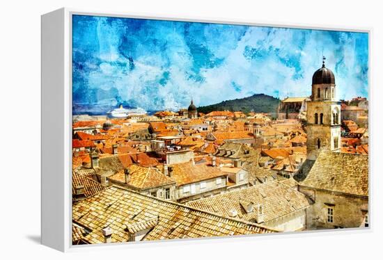 Ancient Dubrovnik -Artwork In Painting Style-Maugli-l-Framed Stretched Canvas