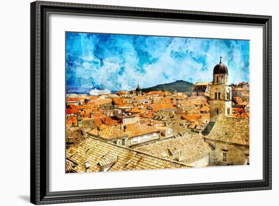 Ancient Dubrovnik -Artwork In Painting Style-Maugli-l-Framed Premium Giclee Print