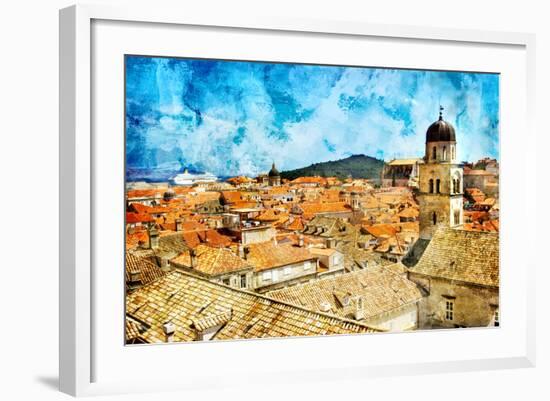 Ancient Dubrovnik -Artwork In Painting Style-Maugli-l-Framed Premium Giclee Print