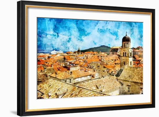 Ancient Dubrovnik -Artwork In Painting Style-Maugli-l-Framed Premium Giclee Print