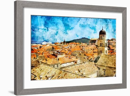 Ancient Dubrovnik -Artwork In Painting Style-Maugli-l-Framed Art Print