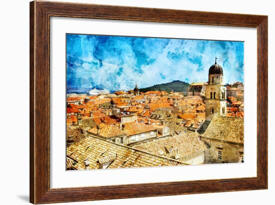 Ancient Dubrovnik -Artwork In Painting Style-Maugli-l-Framed Art Print