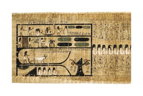 Ancient Egyptian Book Of The Dead On Papyrus Showing Written Hieroglyphs Giclee Print By Artcom - 