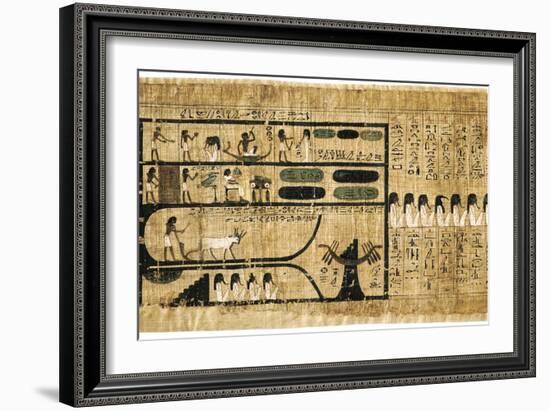 Ancient Egyptian Book of the Dead on Papyrus Showing Written Hieroglyphs-null-Framed Giclee Print