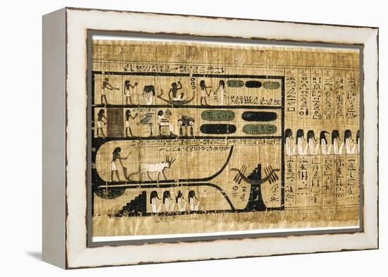 Ancient Egyptian Book of the Dead on Papyrus Showing Written Hieroglyphs-null-Framed Premier Image Canvas