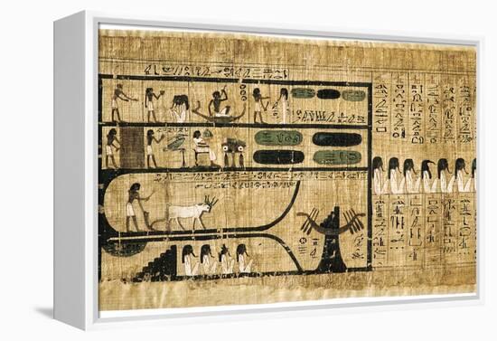 Ancient Egyptian Book of the Dead on Papyrus Showing Written Hieroglyphs-null-Framed Premier Image Canvas