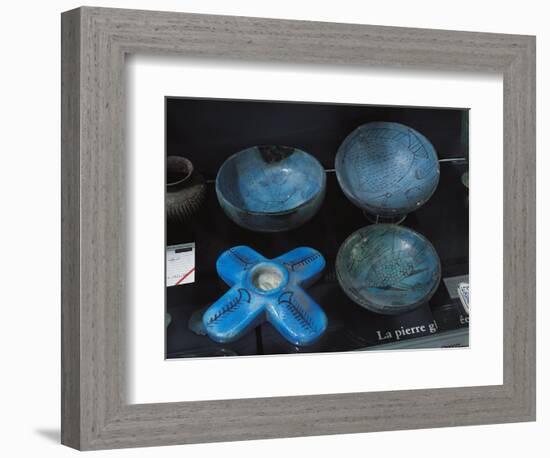 Ancient Egyptian Faience Bowls and Lamp Base, New Kingdom-null-Framed Giclee Print