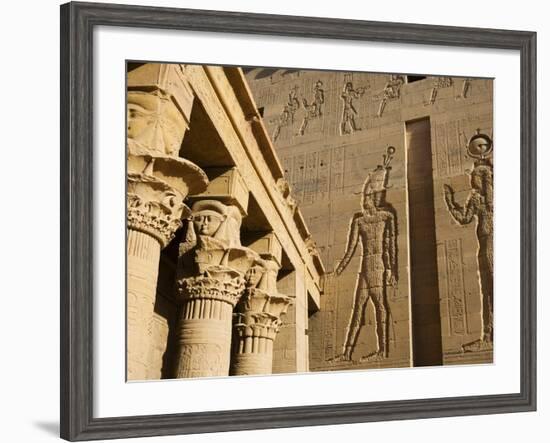 Ancient Egyptian hieroglyphics at ruins in Aswan-Franz-Marc Frei-Framed Photographic Print