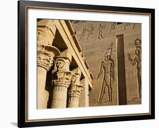 Ancient Egyptian hieroglyphics at ruins in Aswan-Franz-Marc Frei-Framed Photographic Print