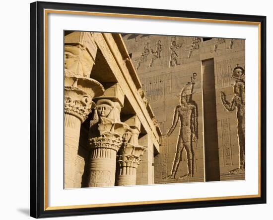 Ancient Egyptian hieroglyphics at ruins in Aswan-Franz-Marc Frei-Framed Photographic Print