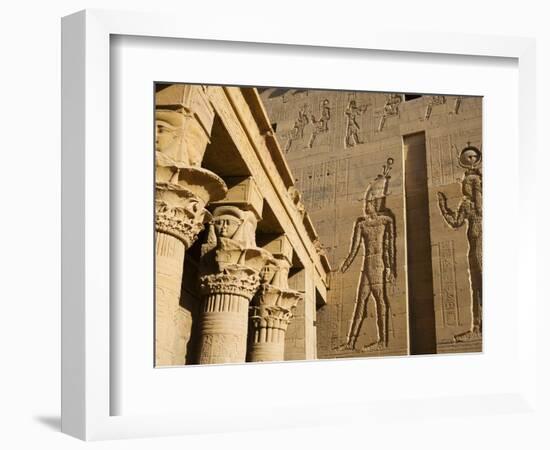 Ancient Egyptian hieroglyphics at ruins in Aswan-Franz-Marc Frei-Framed Photographic Print