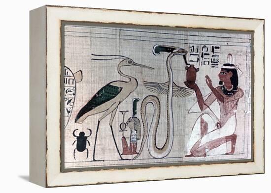 Ancient Egyptian papyrus of death kneeling before a snake. Artist: Unknown-Unknown-Framed Premier Image Canvas