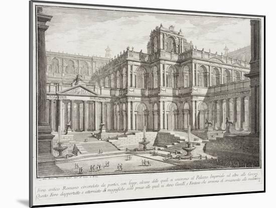 Ancient Forum Surrounded by Porticoes, c.1743-Giovanni Battista Piranesi-Mounted Giclee Print