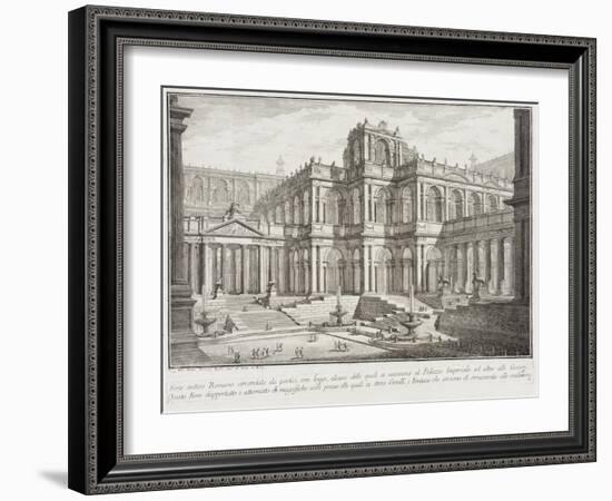 Ancient Forum Surrounded by Porticoes, c.1743-Giovanni Battista Piranesi-Framed Giclee Print