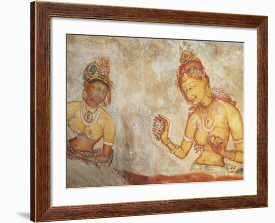 Ancient Frescoes, Sigiriya, UNESCO World Heritage Site, North Central Province, Sri Lanka, Asia-Ian Trower-Framed Photographic Print