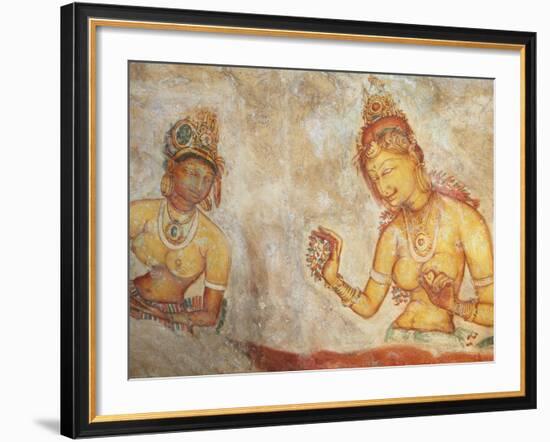 Ancient Frescoes, Sigiriya, UNESCO World Heritage Site, North Central Province, Sri Lanka, Asia-Ian Trower-Framed Photographic Print