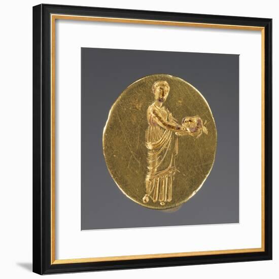 Ancient Greek Gold Ring Engraved with a Muse Holding a Theatrical Mask-null-Framed Photographic Print