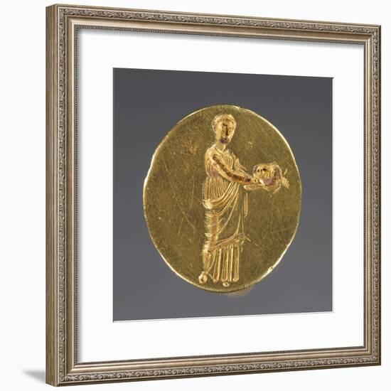 Ancient Greek Gold Ring Engraved with a Muse Holding a Theatrical Mask-null-Framed Photographic Print