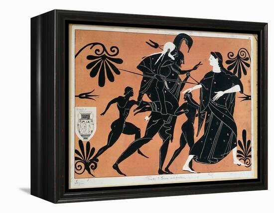 Ancient Greek Vase: The Flight of Aeneas from Troy, with Sons and Carrying His Father Anchises-null-Framed Premier Image Canvas