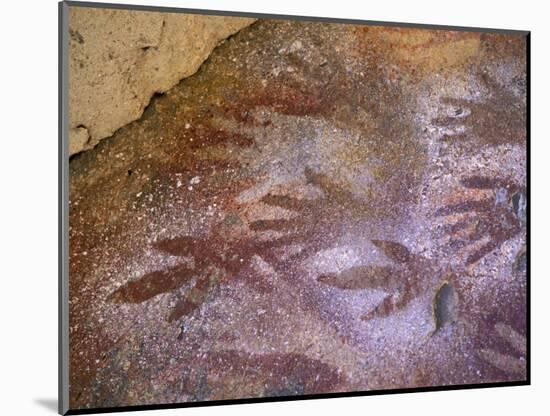 Ancient Hand and Rhea Print Paintings, Cave of the Hands, Santa Cruz Province, Patagonia, Argentina-Lin Alder-Mounted Photographic Print