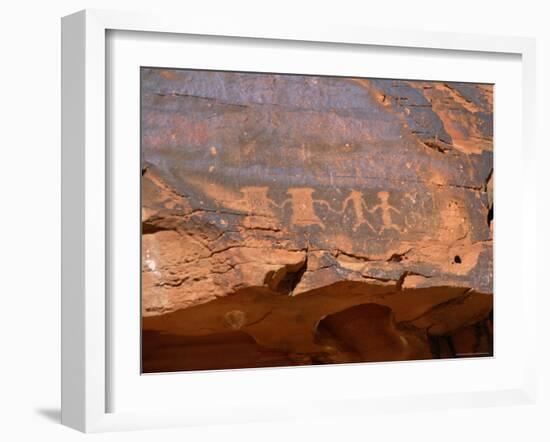 Ancient Indian Carvings Drawn Between 300Bc and 1150 Ad, Petroglyph Canyon, Nevada, USA-Amanda Hall-Framed Photographic Print