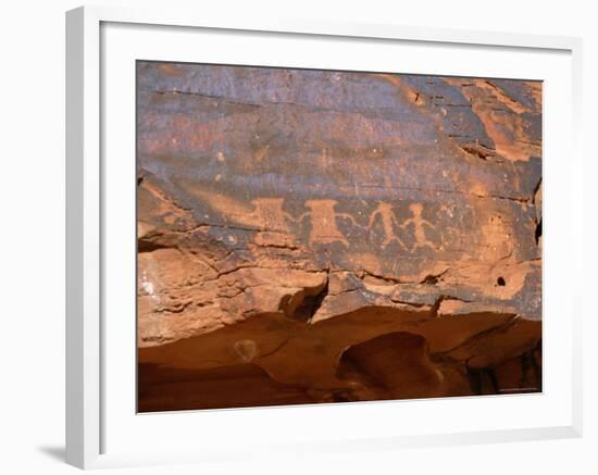 Ancient Indian Carvings Drawn Between 300Bc and 1150 Ad, Petroglyph Canyon, Nevada, USA-Amanda Hall-Framed Photographic Print