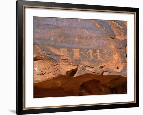Ancient Indian Carvings Drawn Between 300Bc and 1150 Ad, Petroglyph Canyon, Nevada, USA-Amanda Hall-Framed Photographic Print