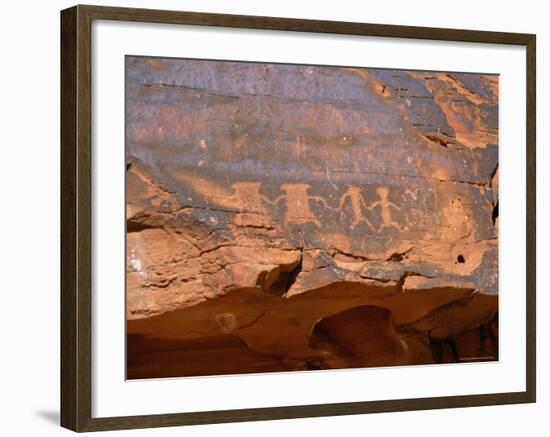 Ancient Indian Carvings Drawn Between 300Bc and 1150 Ad, Petroglyph Canyon, Nevada, USA-Amanda Hall-Framed Photographic Print